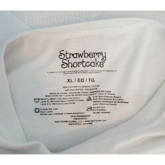 Strawberry Shortcake T-Shirt Top XL White Junior Relaxed Fit Retro Cartoon Doll - Picture 3 of 5